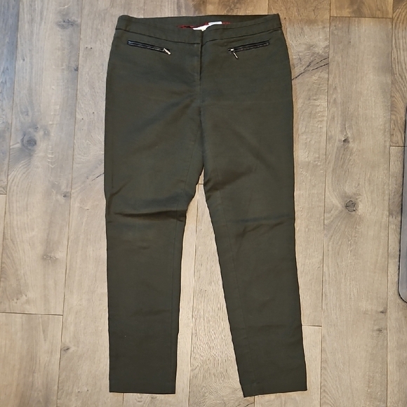 2/$20 Kenar - Olive Green Pants with Leather Detailed Pockets - Size 10 - Picture 1 of 5